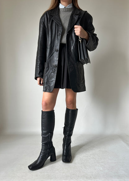 Minimal spring leather jacket