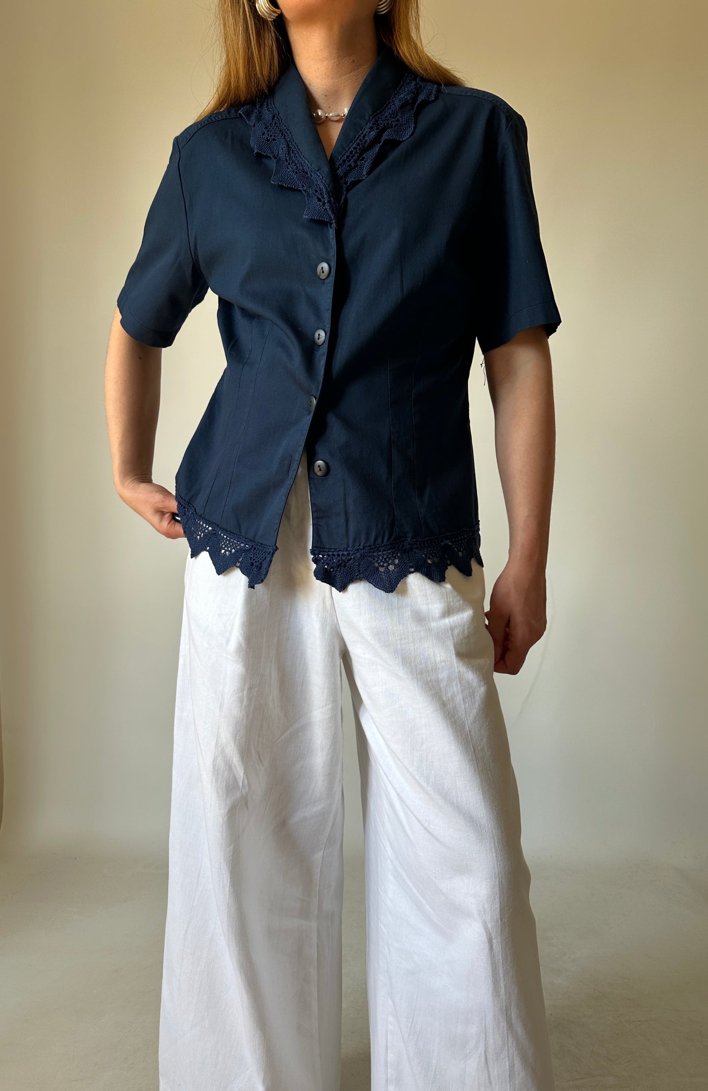 Navy cotton shirt jacket