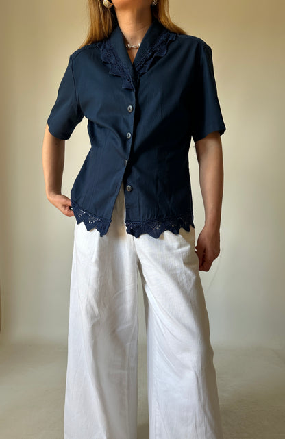 Navy cotton shirt jacket
