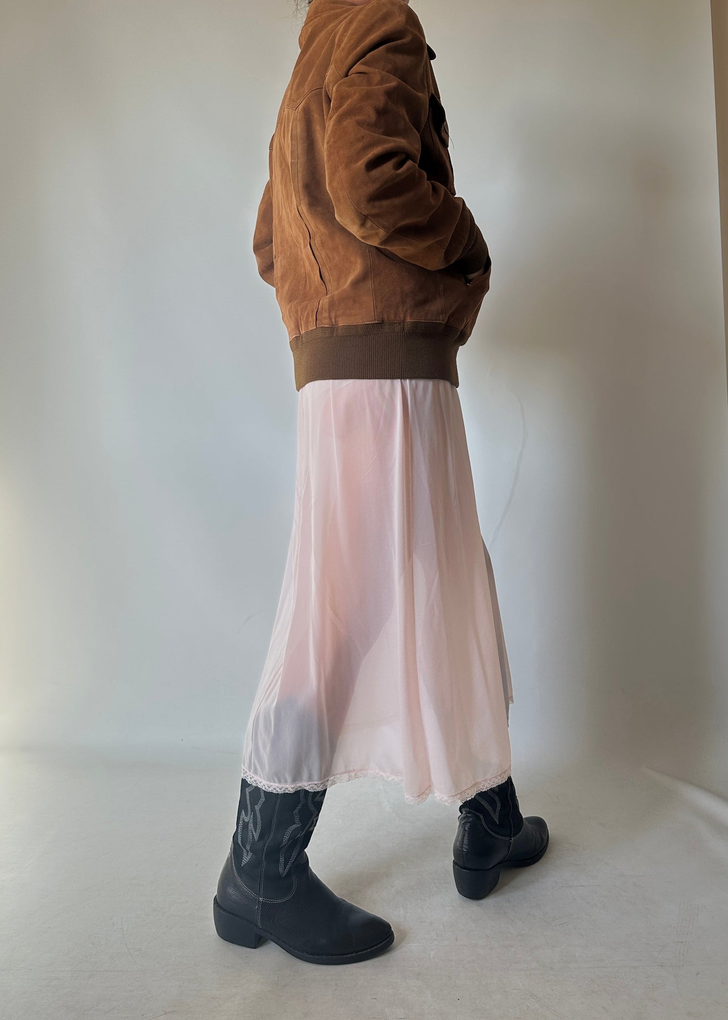 Chocolate petite suede bomber