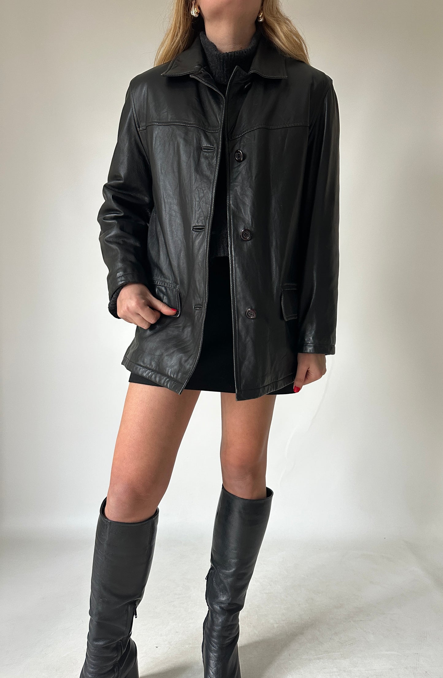 Giacca petite in pelle trapuntata