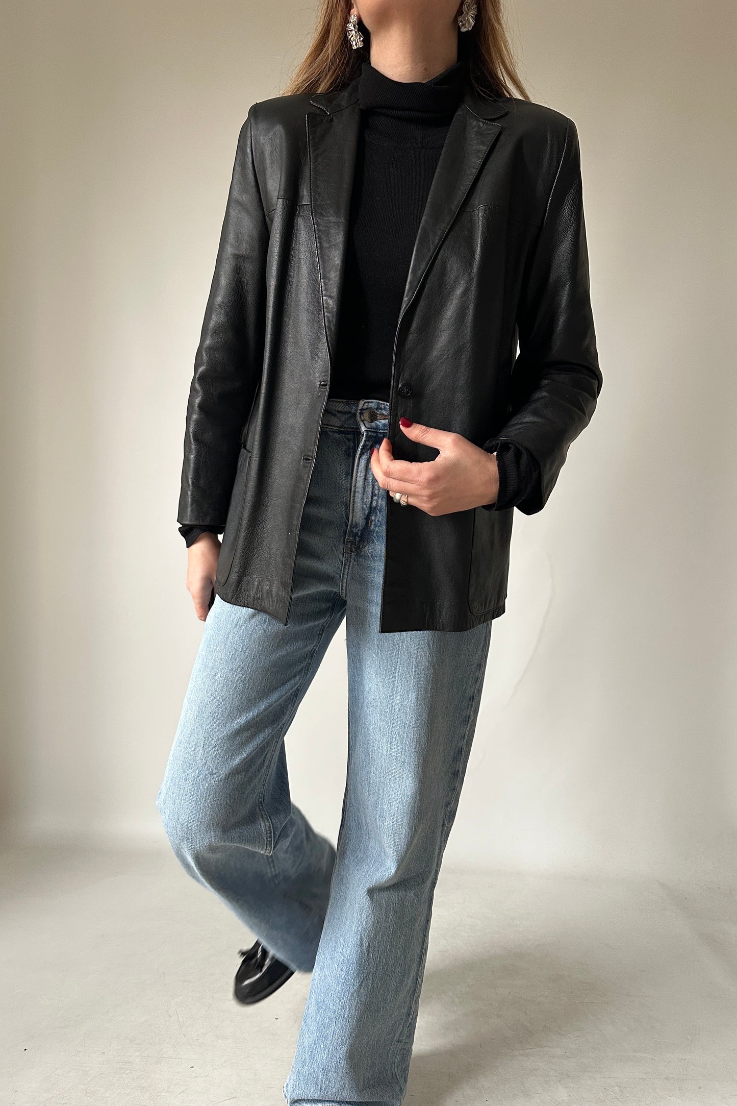 Nappa leather slim blazer