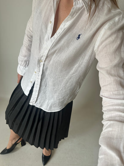 RALPH LAUREN linen white petite shirt