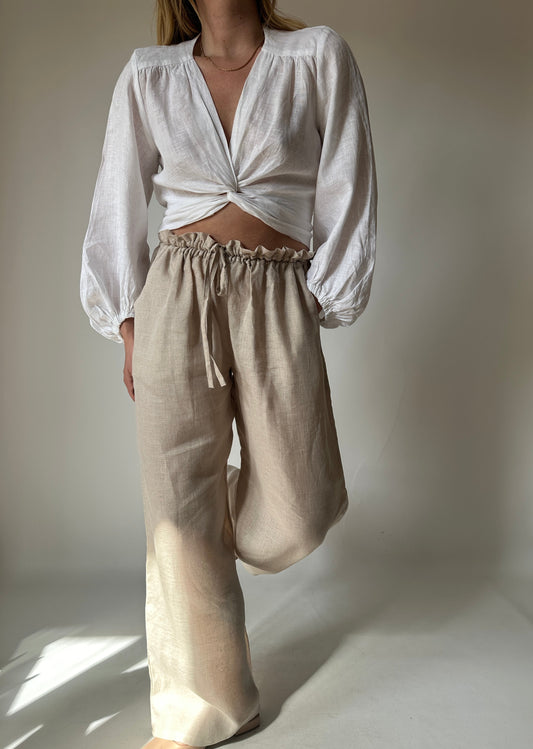 Top Ariel puro lino - bianco