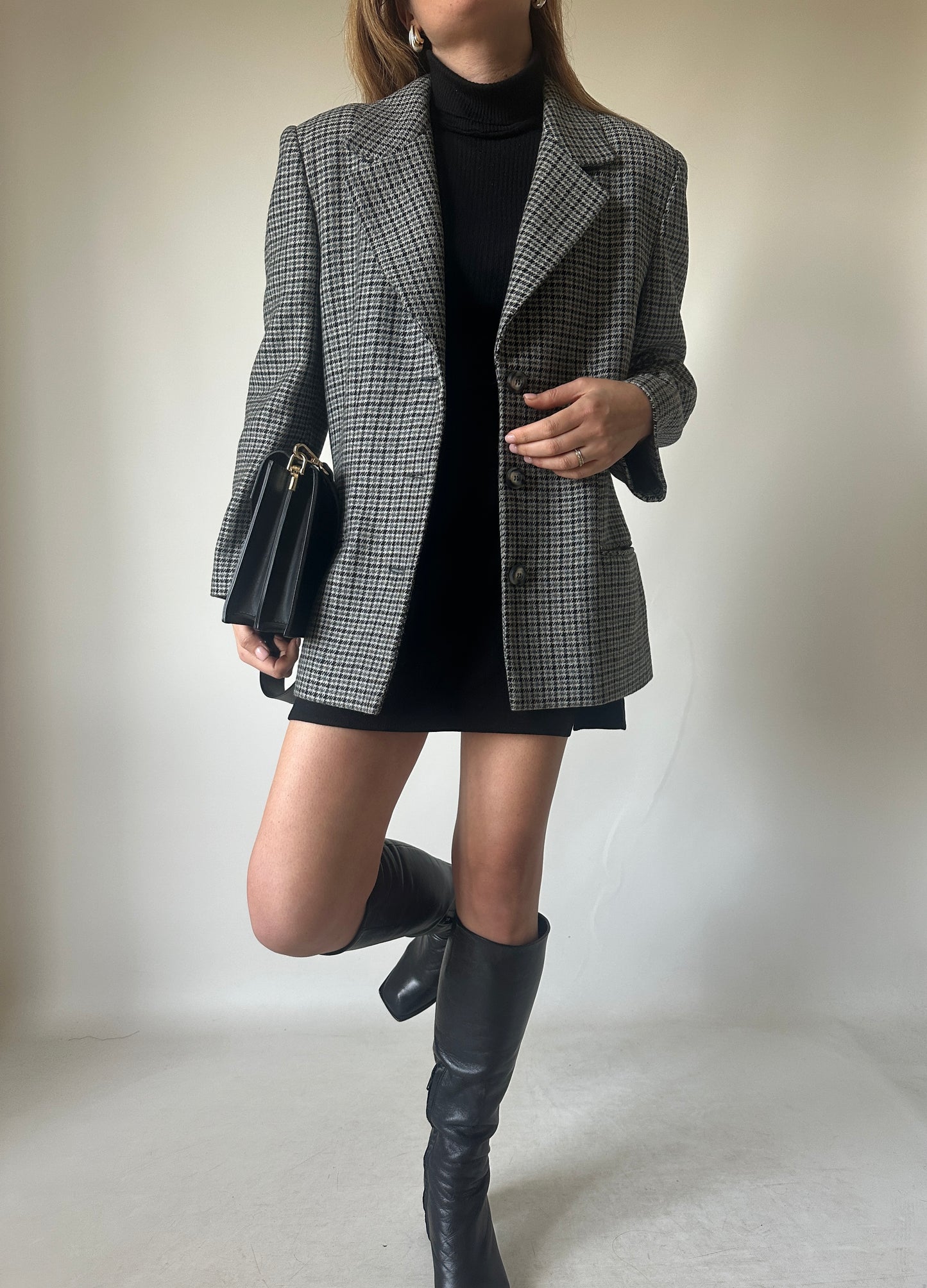 Pied de poule grey wool blazer