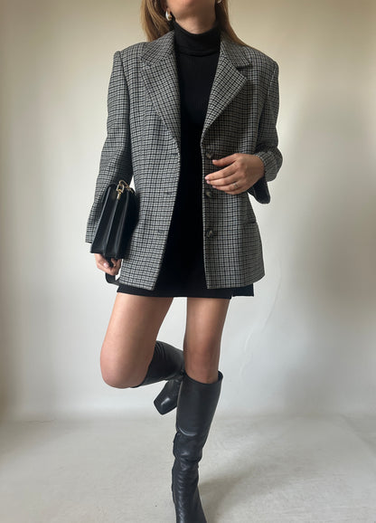 Pied de poule grey wool blazer
