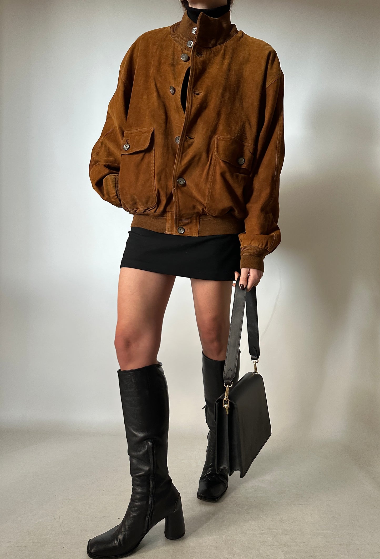 Petite suede bomber