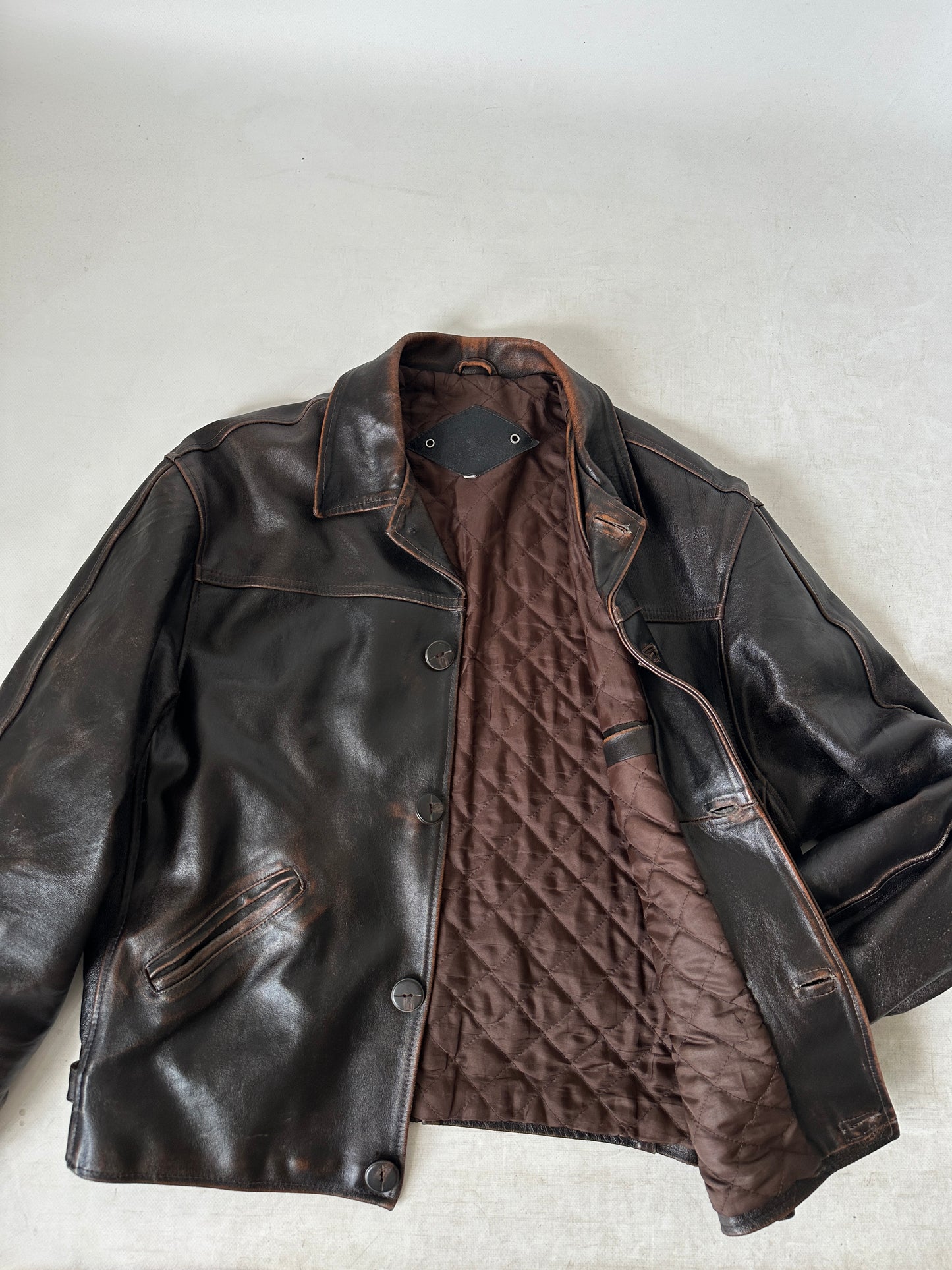 Chocolate aviator distressed jacket