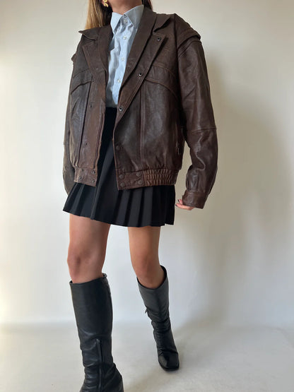 Unique chocolate distressed bomber