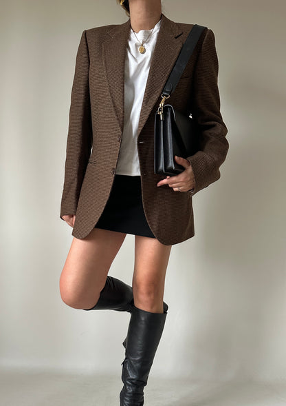 Chocolate wool petite blazer