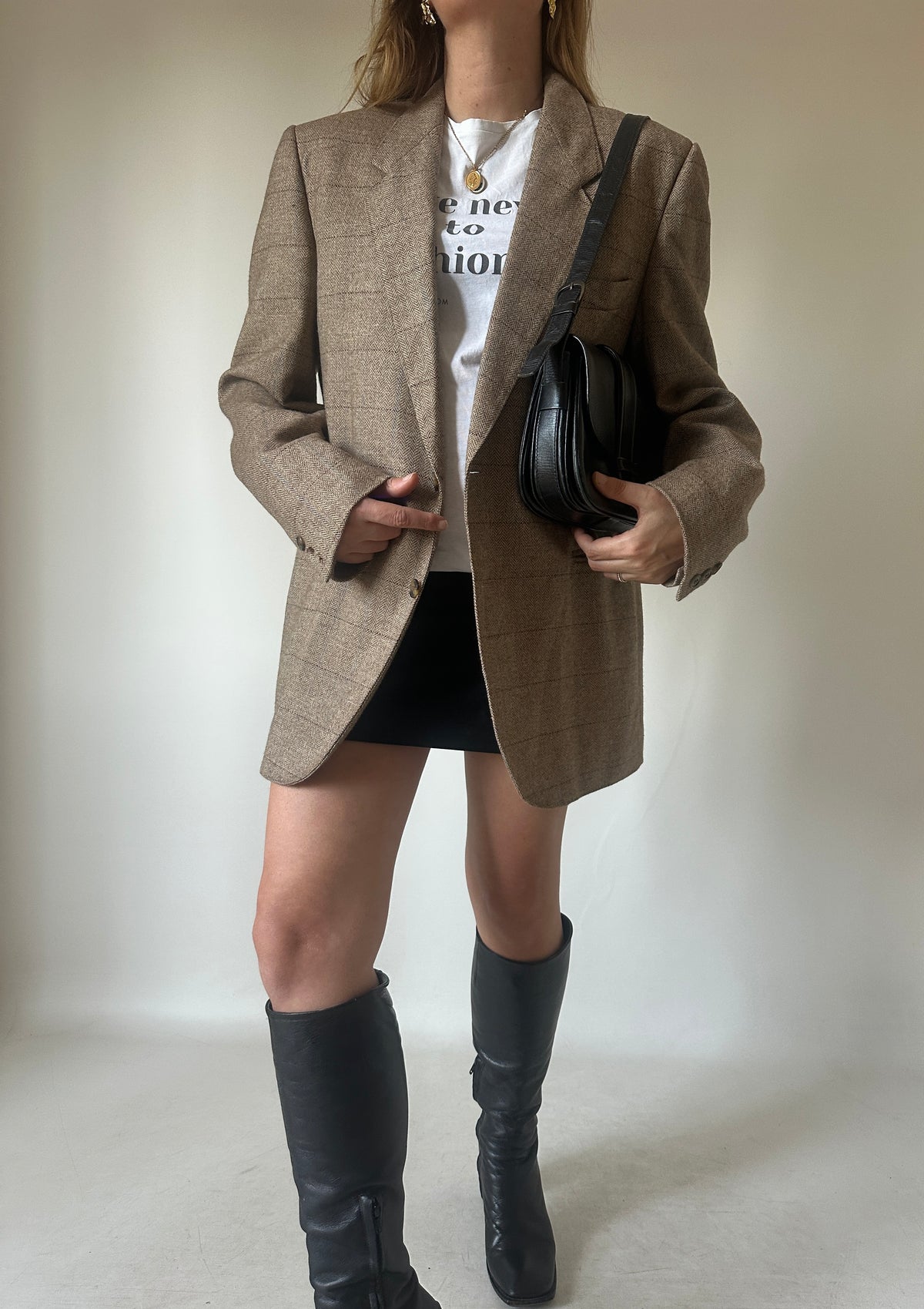 Virgin wool herringbone blazer