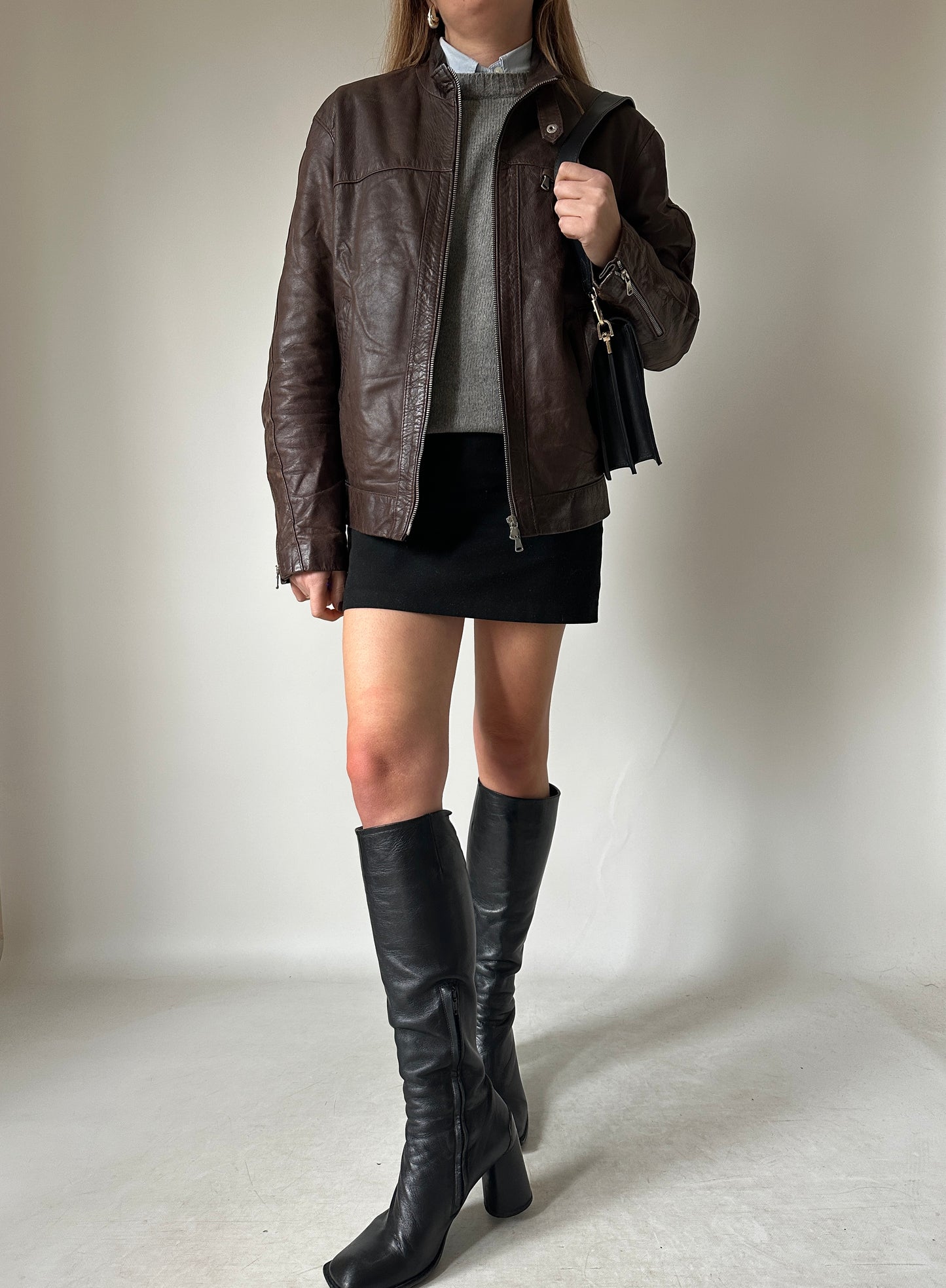 Beautiful chocolate leather biker