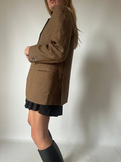 Pied de poule wool blazer coat