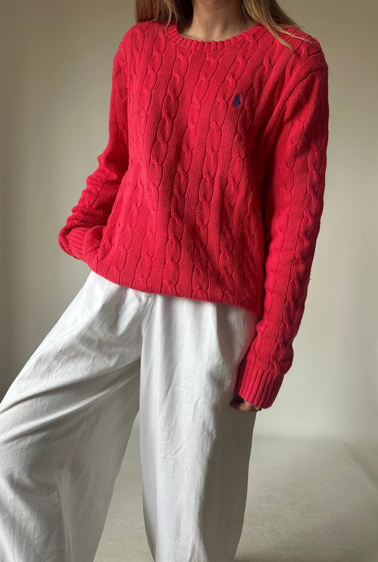 RALPH LAUREN strawberry cable-knit sweater