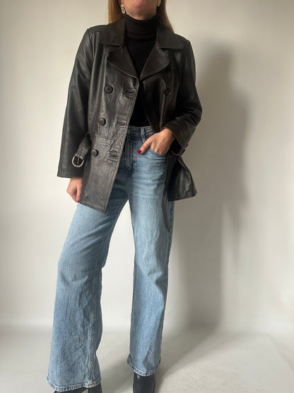 Chocolate petite leather jacket