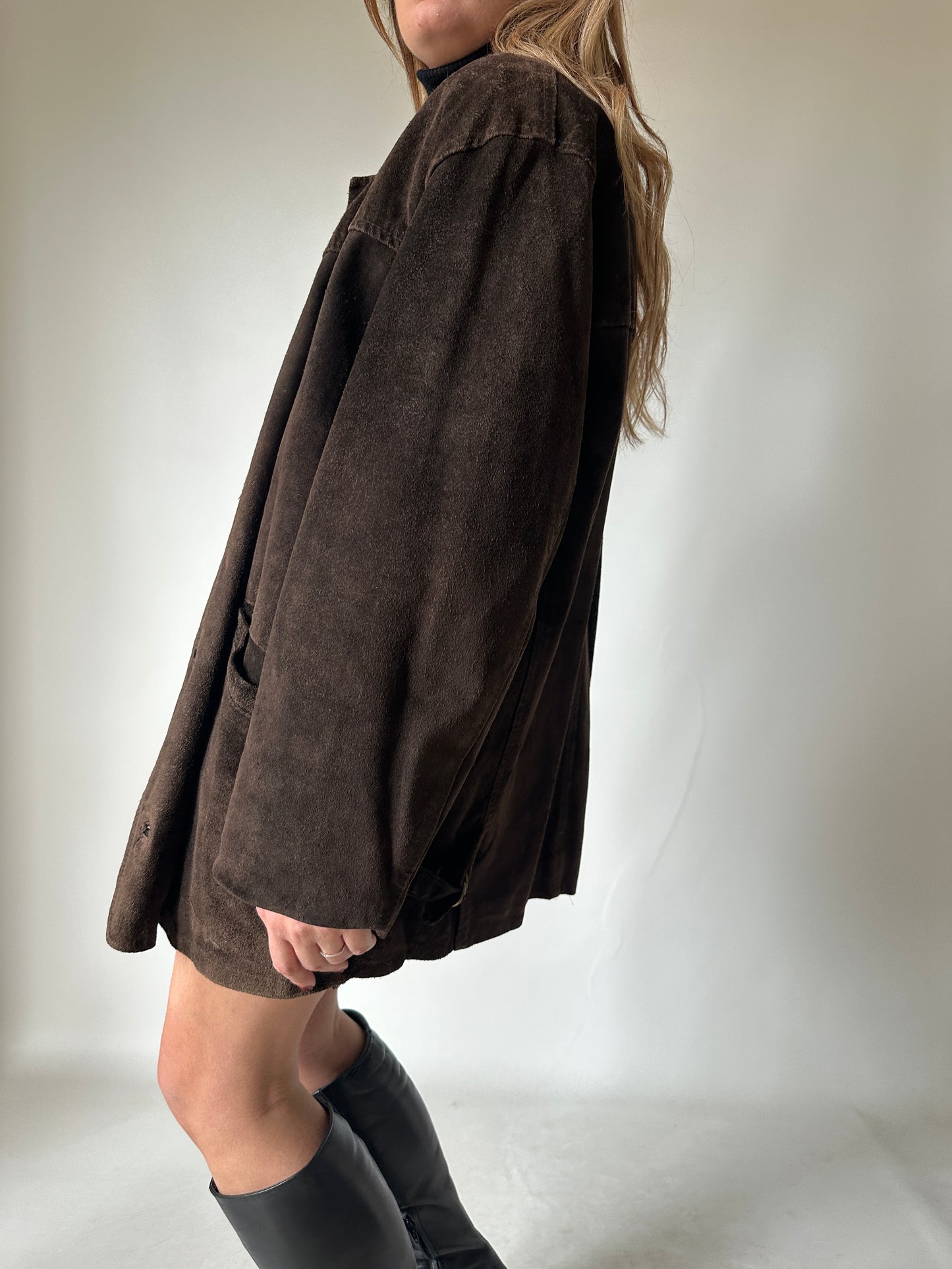 Dark chocolate real suede jacket