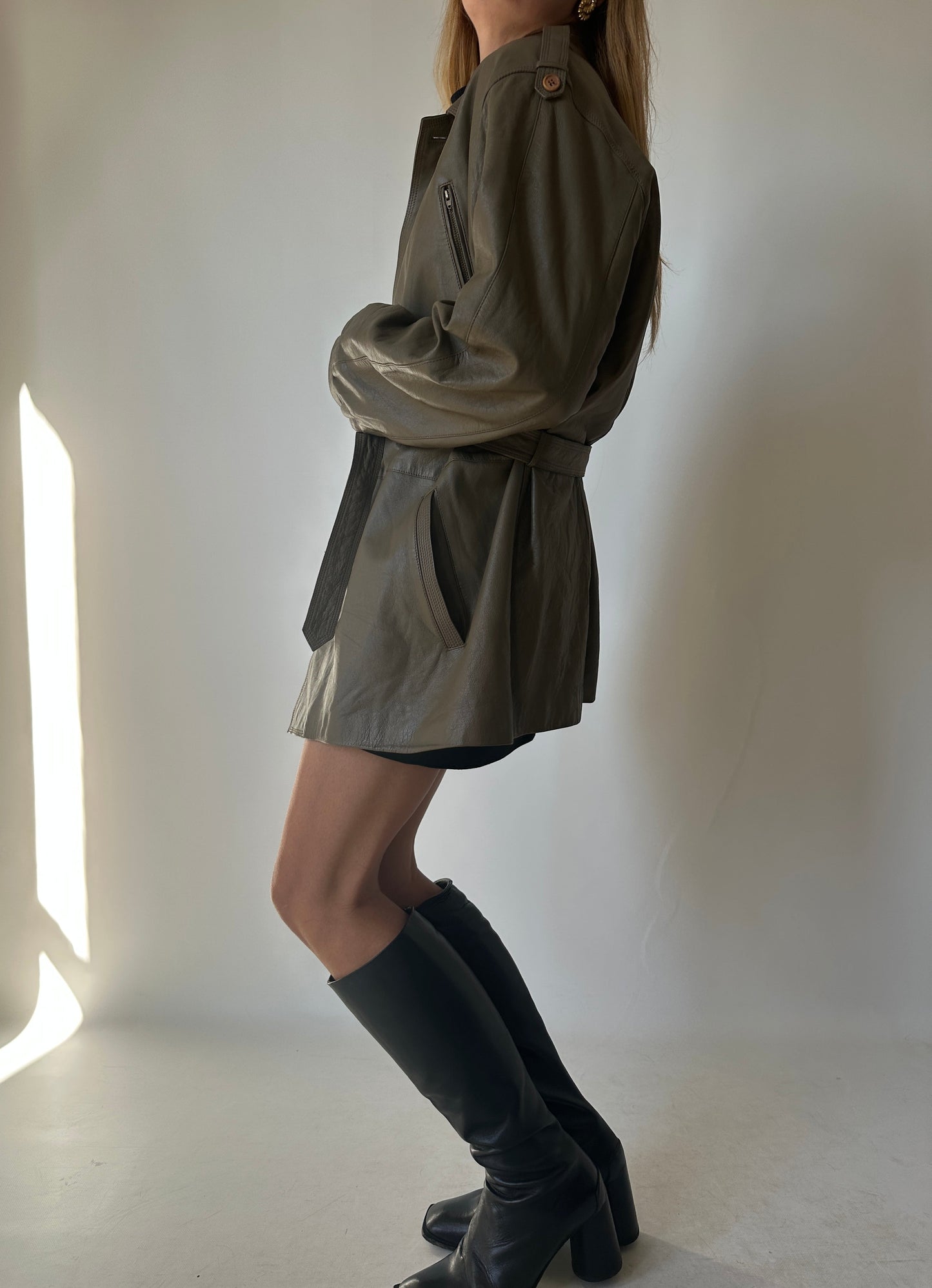 Utility leather jacket