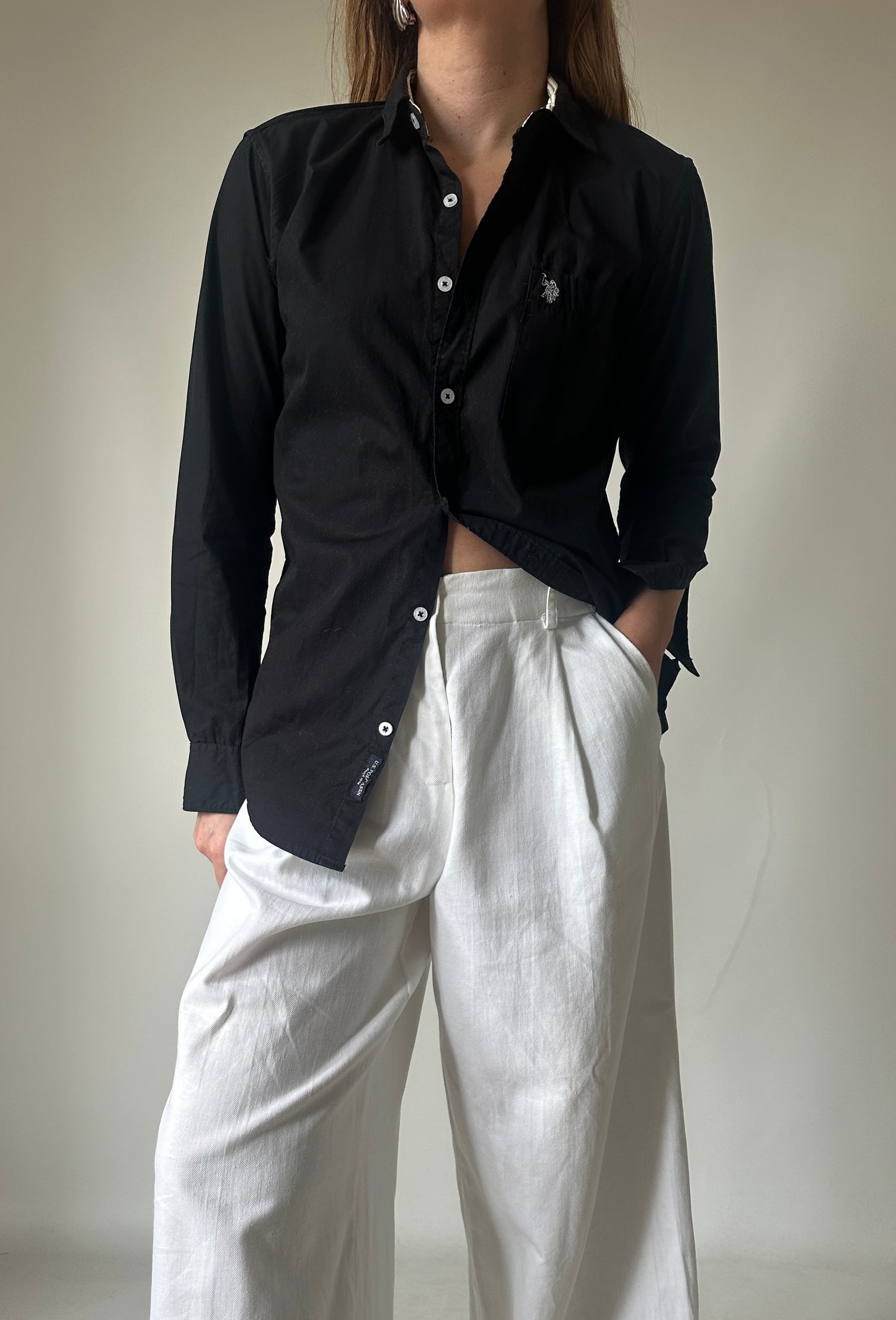 US POLO Assn black petite shirt