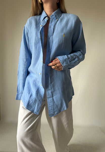 RALPH LAUREN blue linen shirt