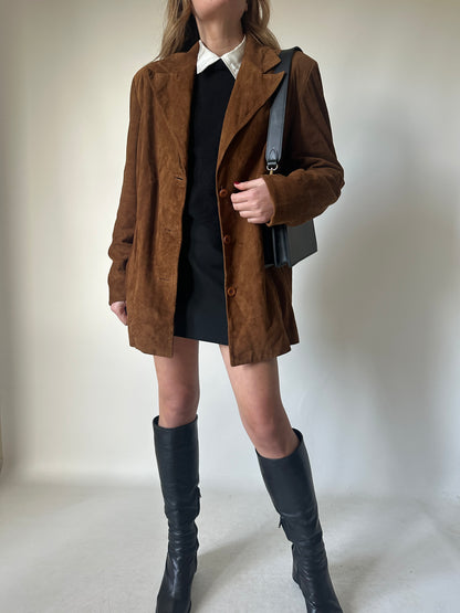 Brown real leather suede jacket