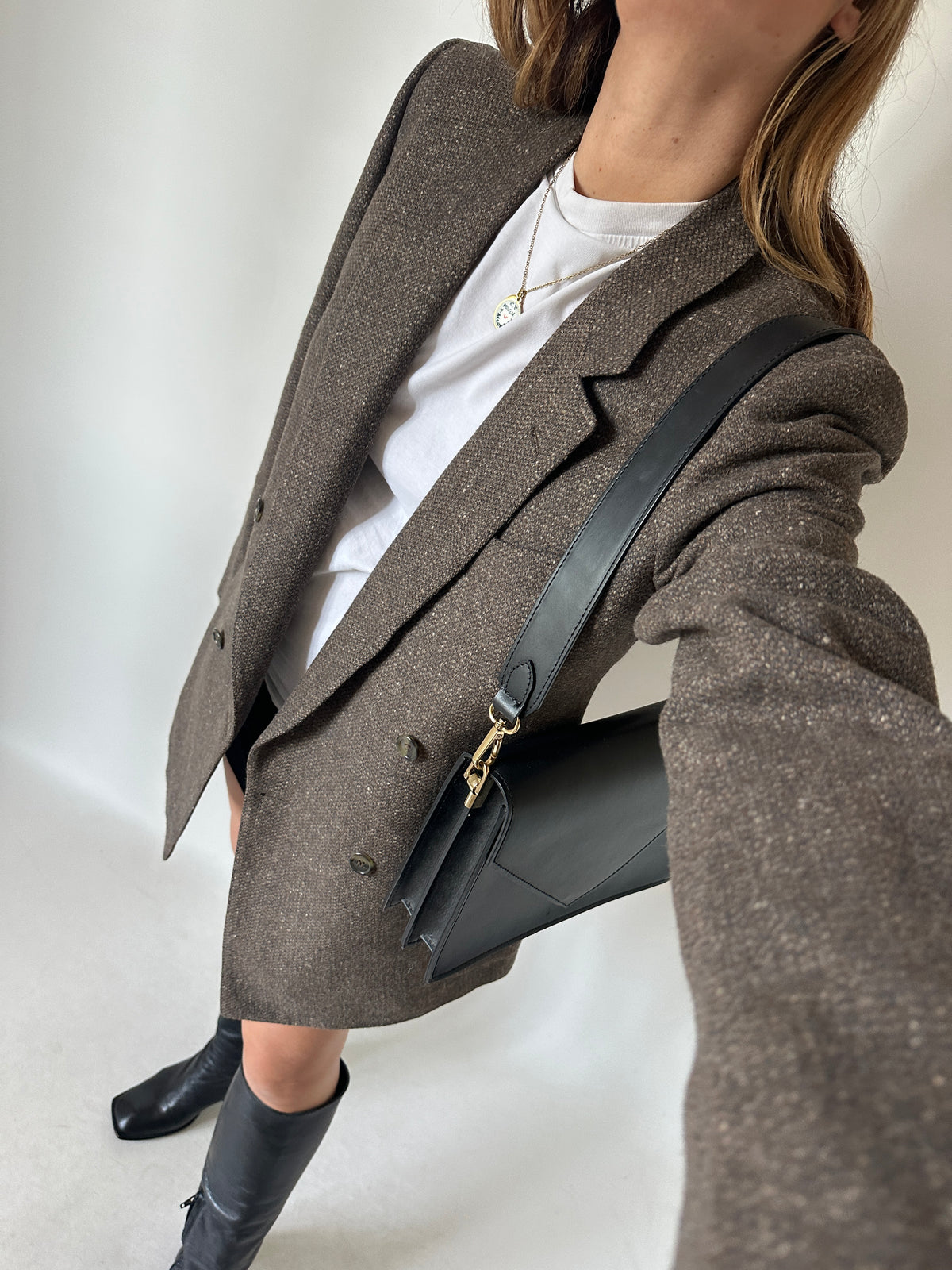 Chocolate herringbone blazer