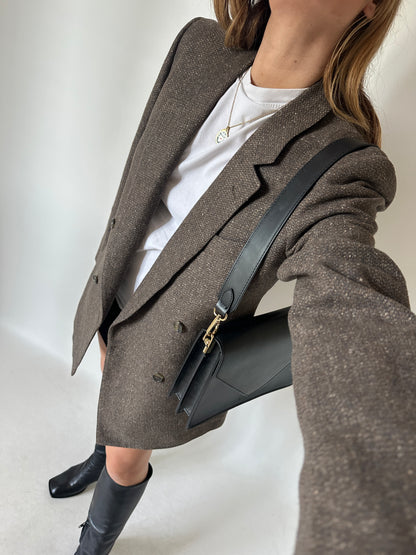 Chocolate herringbone blazer