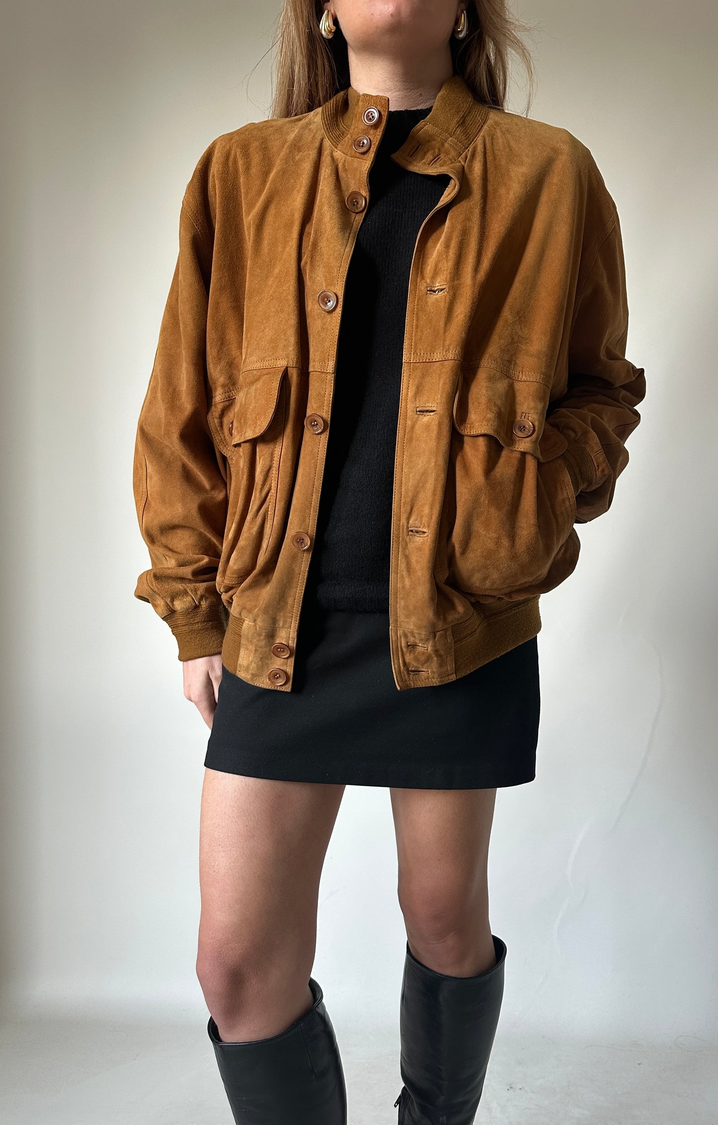 Petite suede bomber