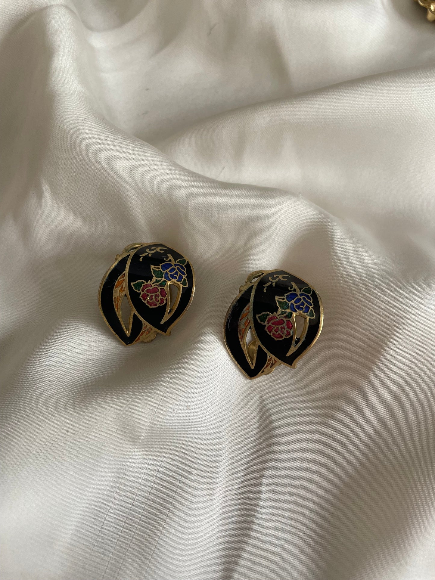 Orecchini foglia Cloisonnè