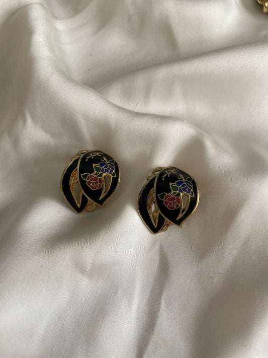 Orecchini foglia Cloisonnè
