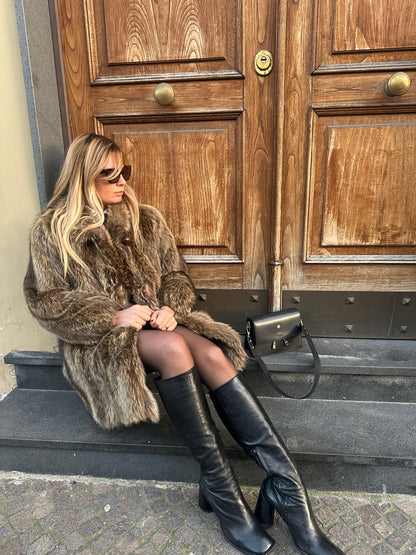 Silver real fox fur
