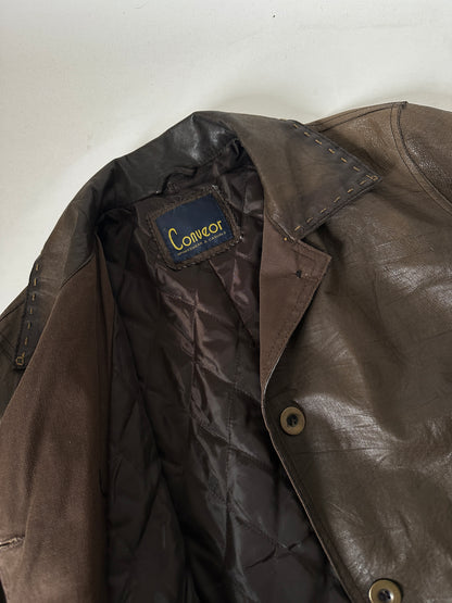Chocolate leather trench with belt