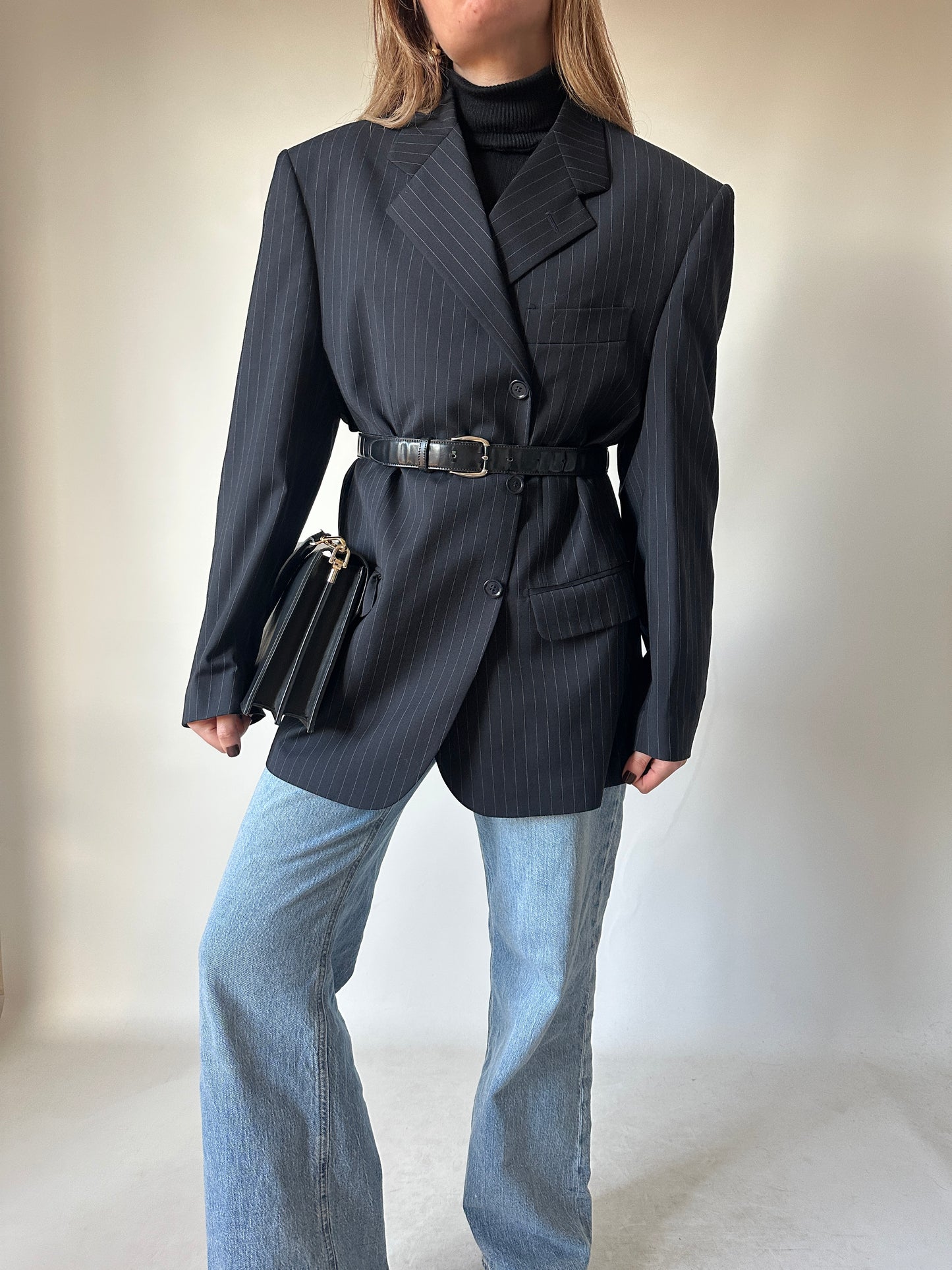 Blazer in fresco lana gessato