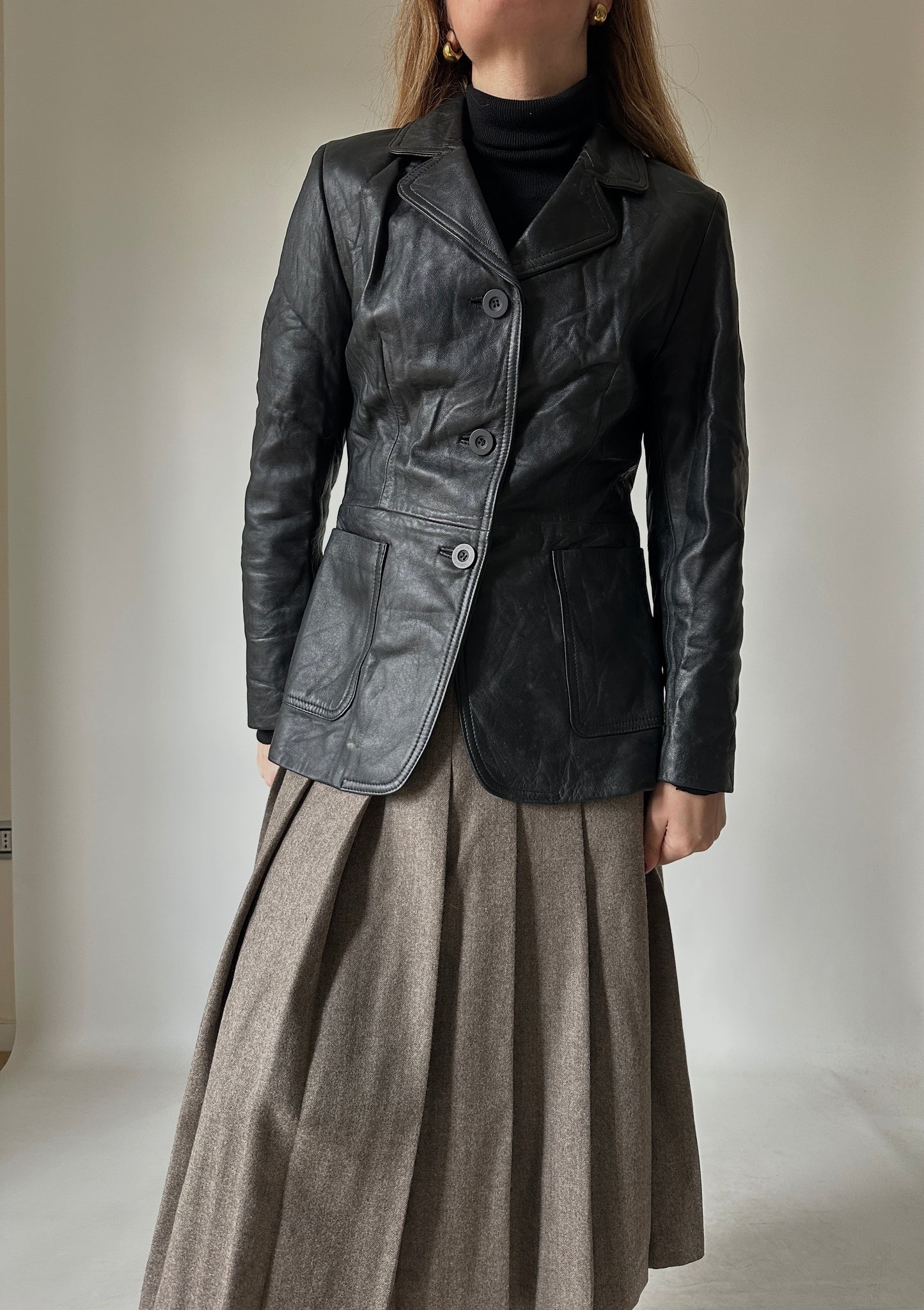 Nappa leather slim jacket