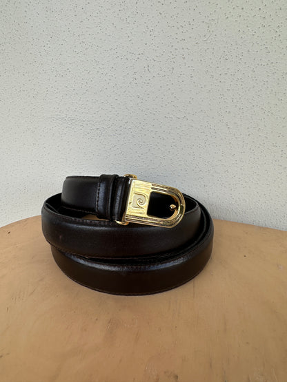 PIERRE CARDIN chocolate leather belt