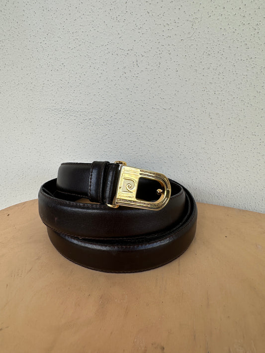 PIERRE CARDIN chocolate leather belt