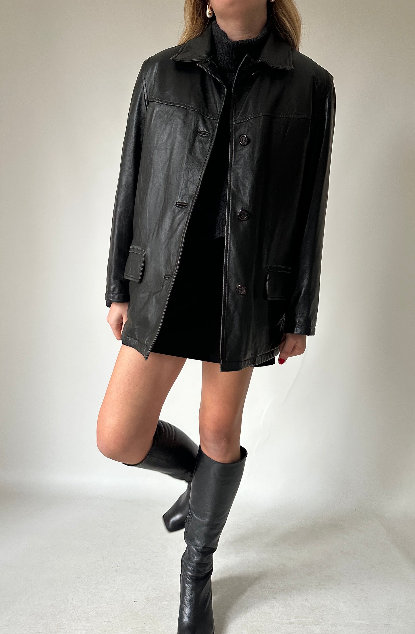 Giacca petite in pelle trapuntata