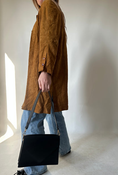 Long suede petite jacket