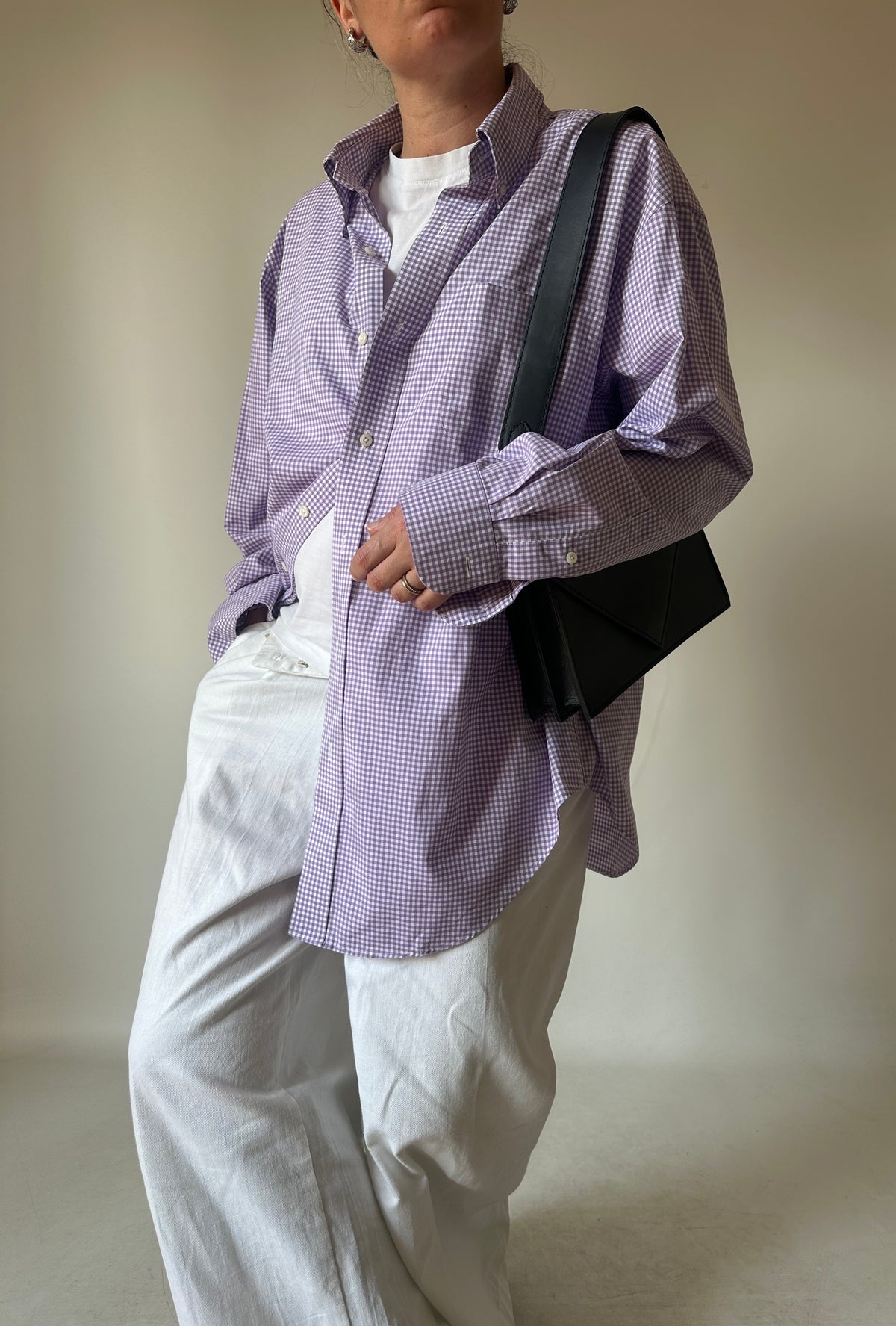RALPH LAUREN violet vichy shirt - nuova