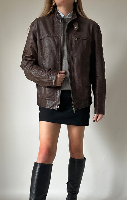 Beautiful chocolate leather biker