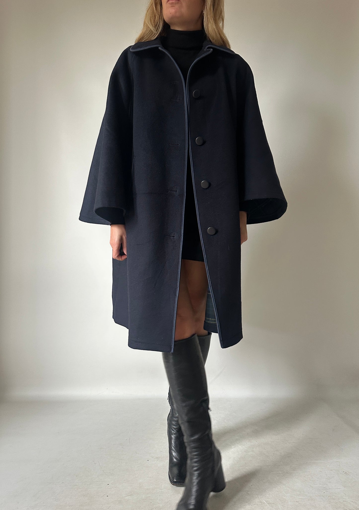 Luxury Loden navy poncho