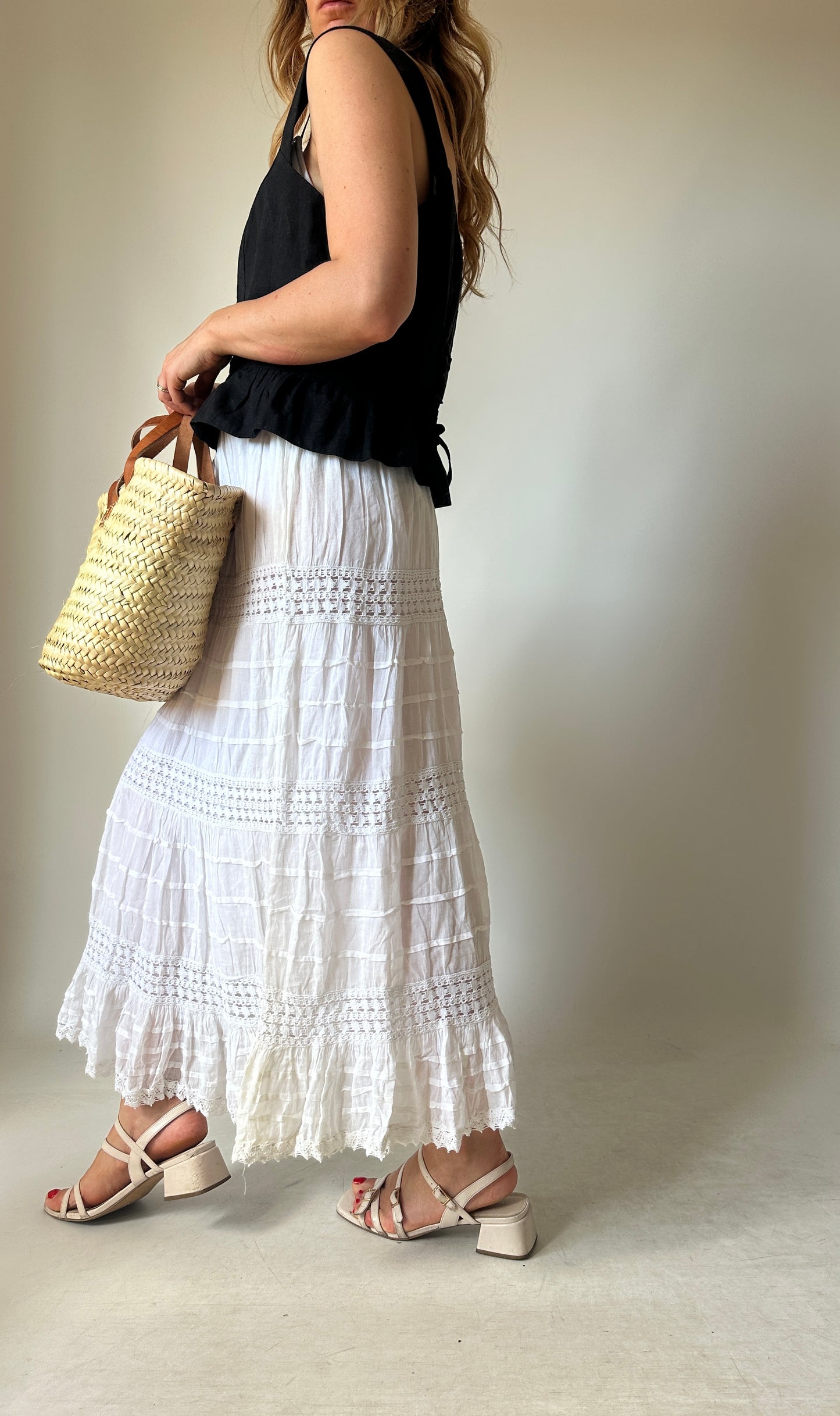 Unique embroidered white skirt