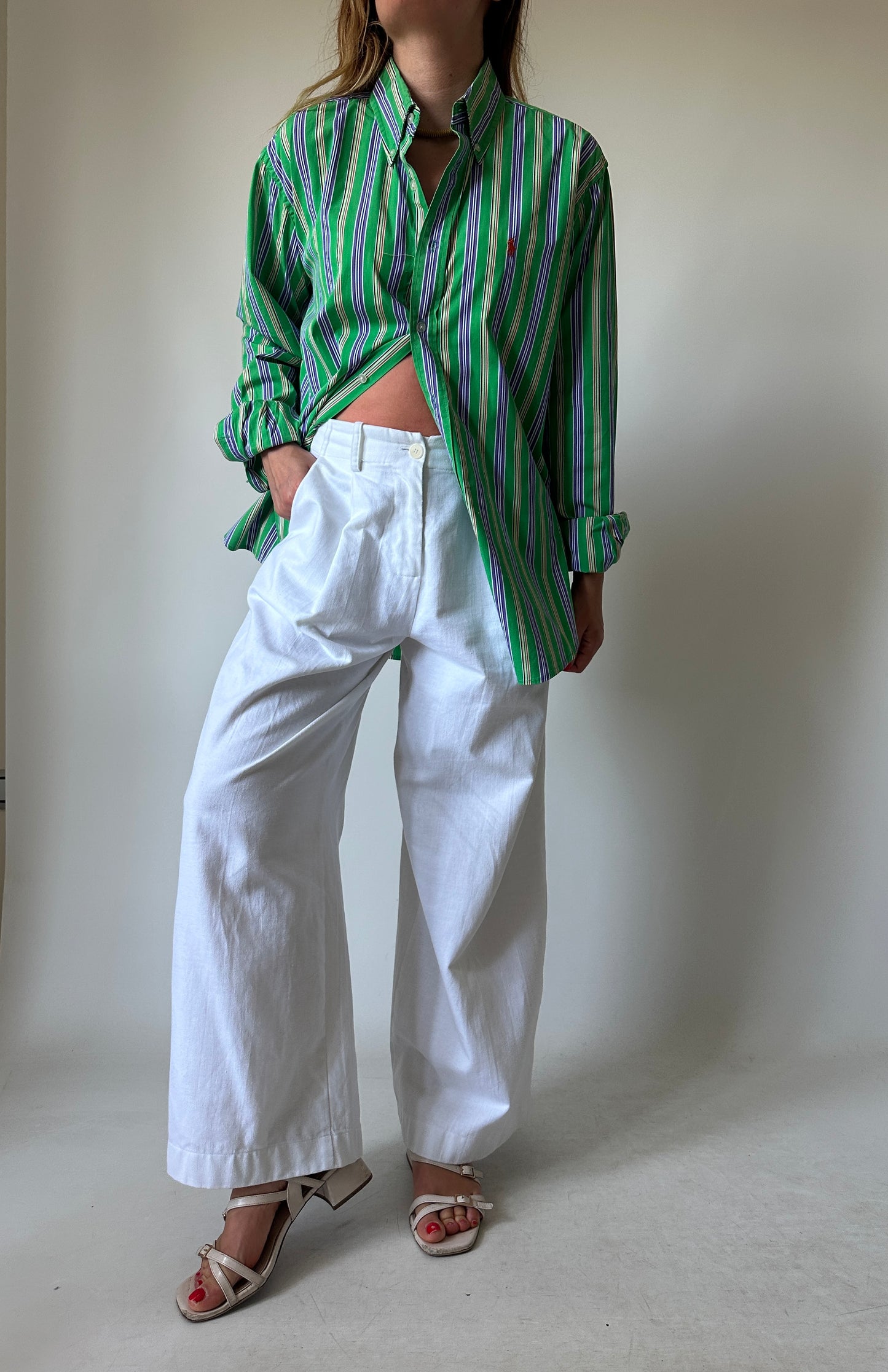 RALPH LAUREN striped green shirt