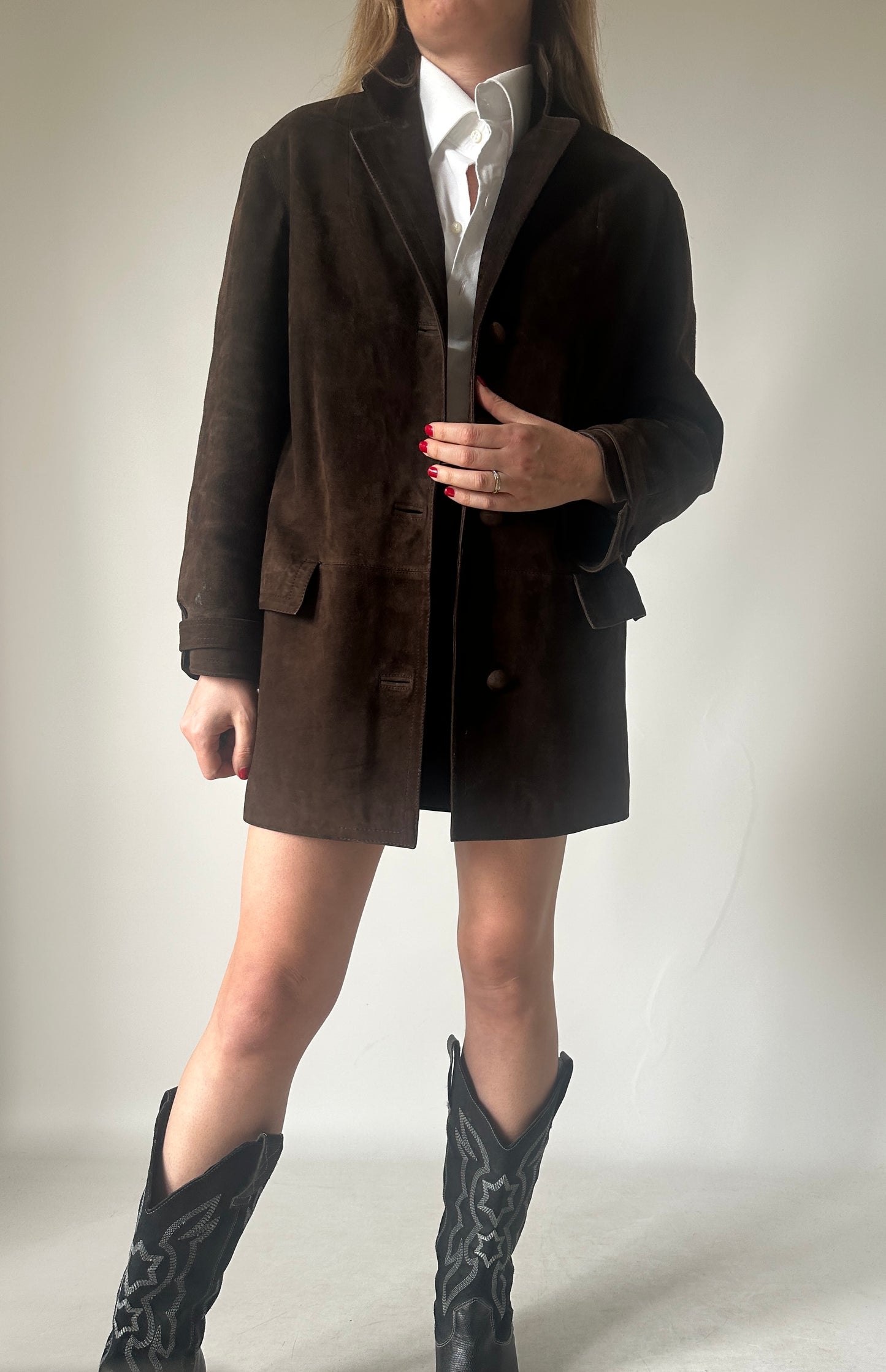 Luxury chocolate suede petite jacket