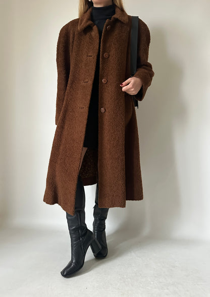 Chocolate teddy wool coat