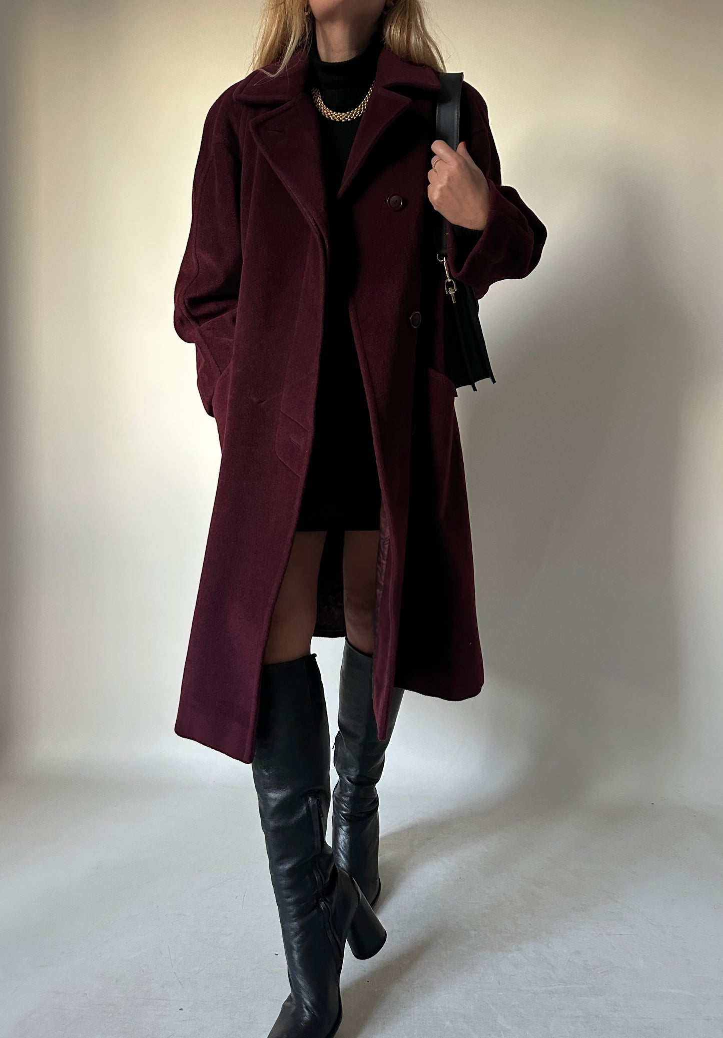 Burgundy wool and cachemire coat