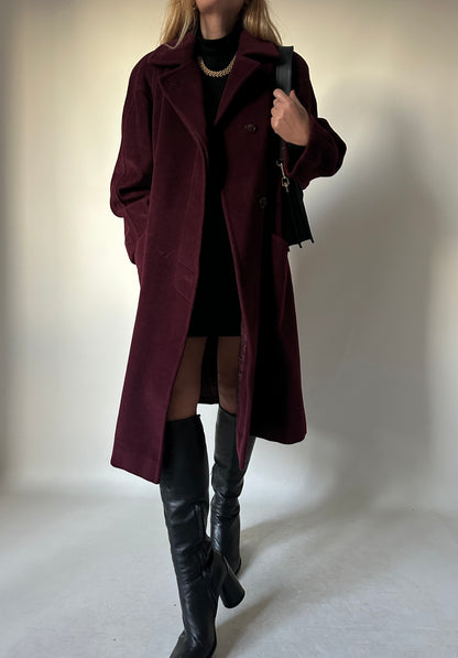 Burgundy wool and cachemire coat