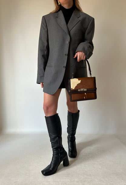 LEBOLE oversize light wool grey blazer