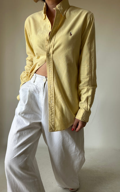 RALPH LAUREN butter yellow petite shirt