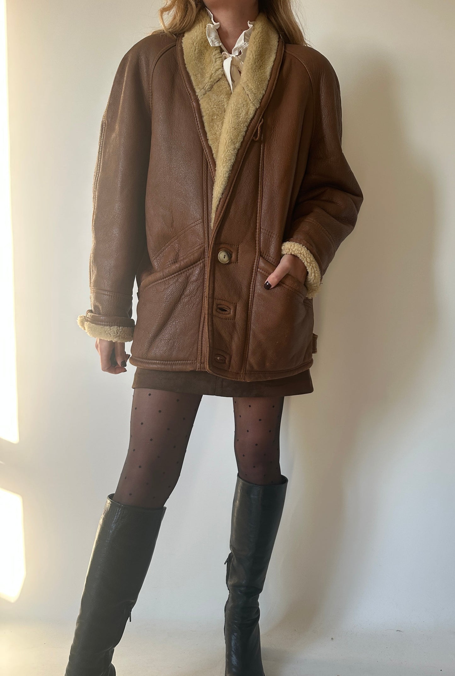 Camel passpartour Shearling