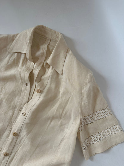 Tailored pure linen cream shirt